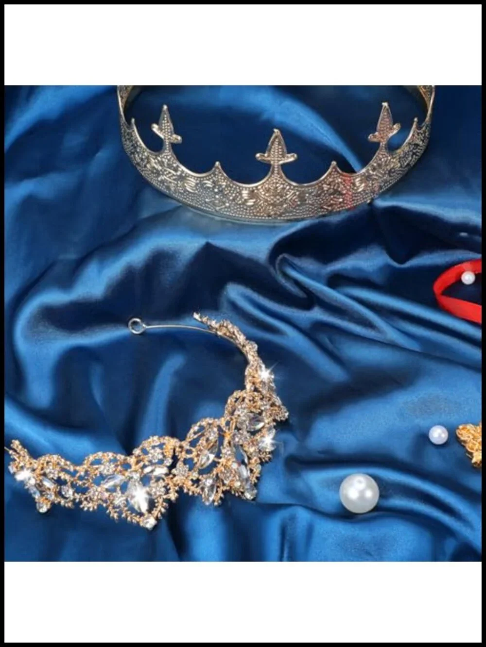 King Queen Crown Set Baroque Costume Tiara Couple Cosplay Halloween Party